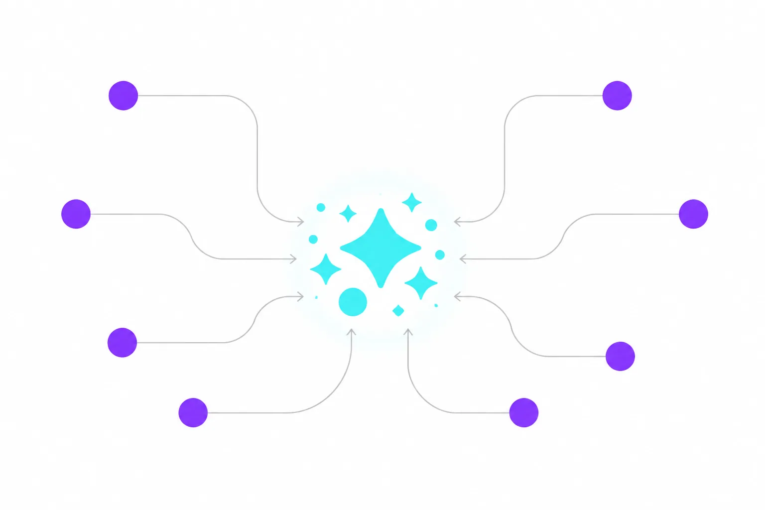 Purple nodes feeding a cyan center. Cover for member incentive program.